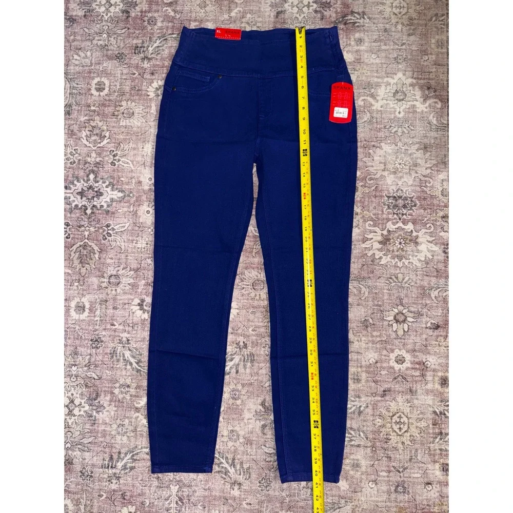 Spanx Denim Leggings Blue Lapis High Waisted Skinny Jeans XL 2066 NEW - Picture 8 of 10
